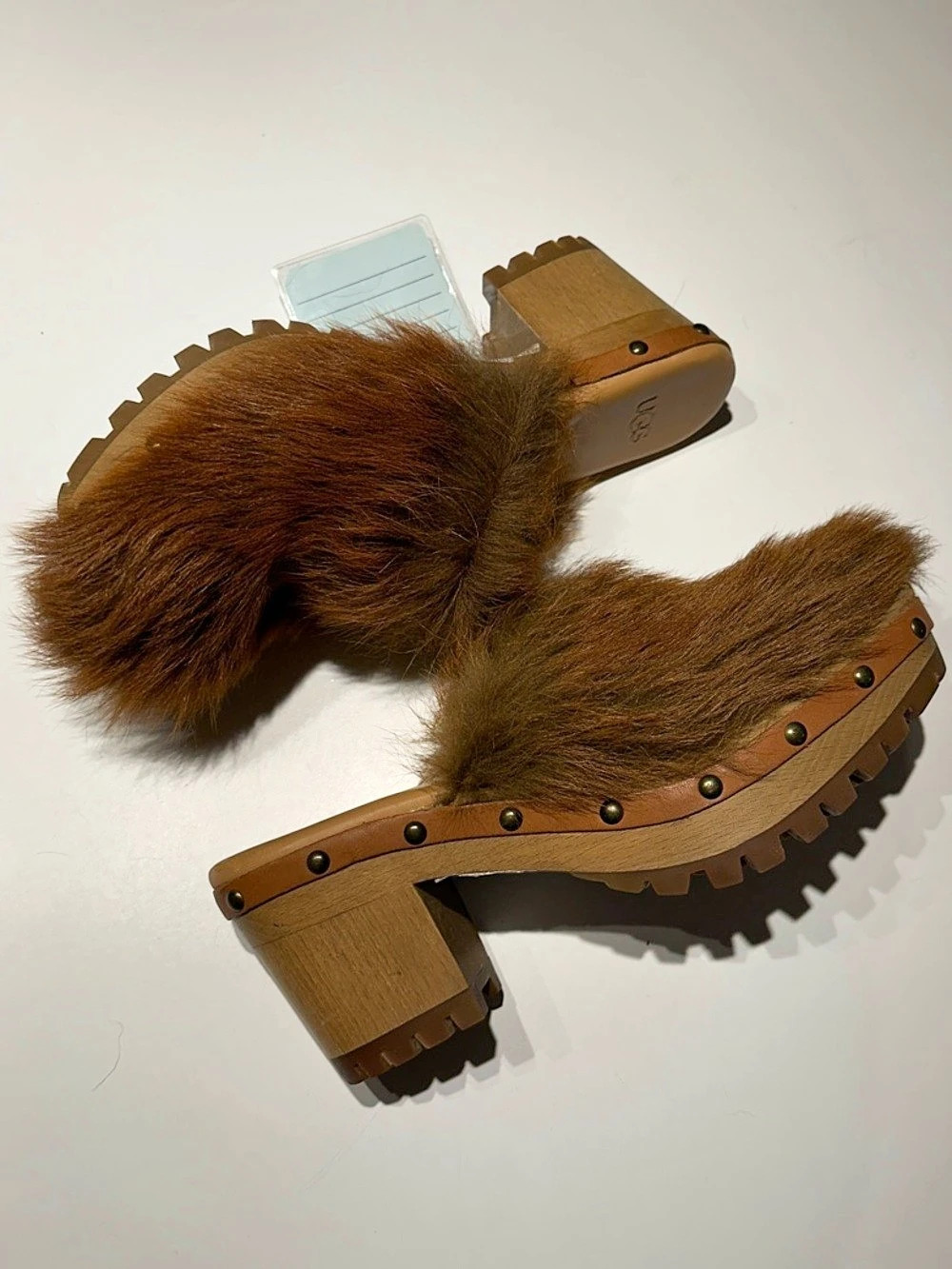 NWT! UGG Faux Fur Judi Fluff Platform Shearling Lined Clogs - Size 7
